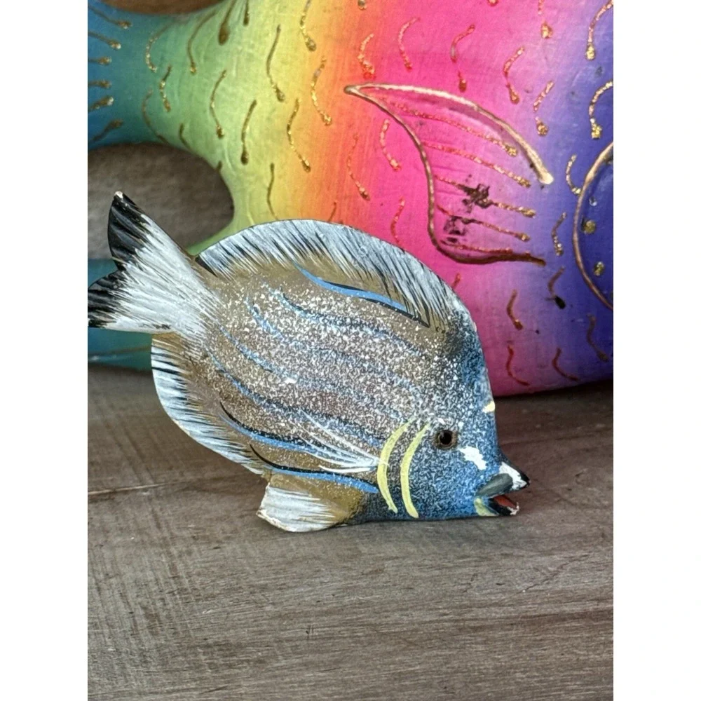 Vintage Wooden Hand Carved‎ Hand Pained Fish Decor Tropical Fish Decor